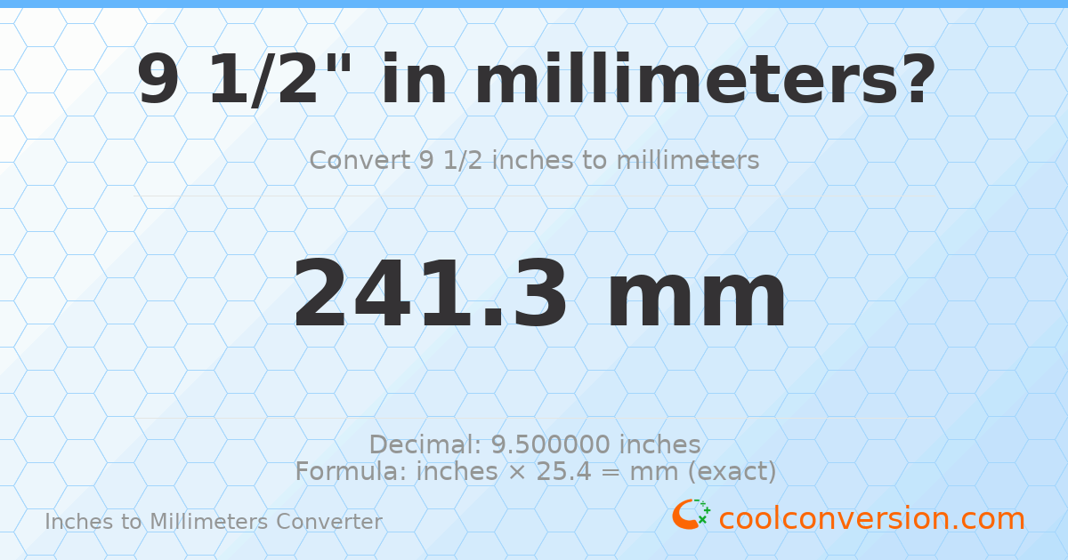 9 1/2 inches to mm — 241.3 mm