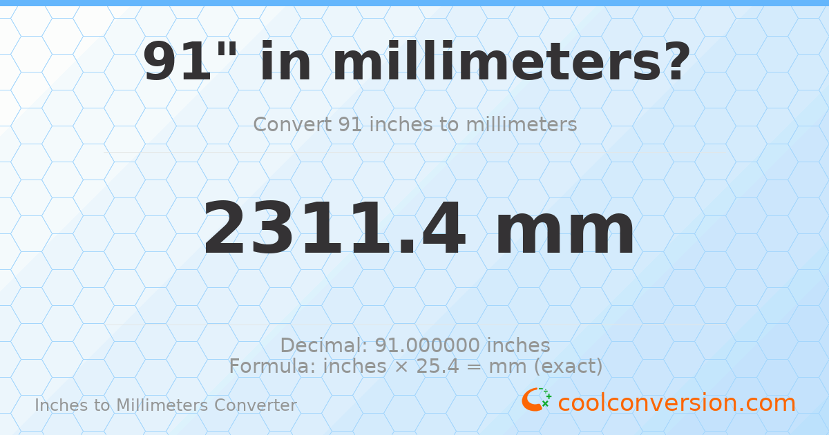 91 inches to mm — 2311.4 mm