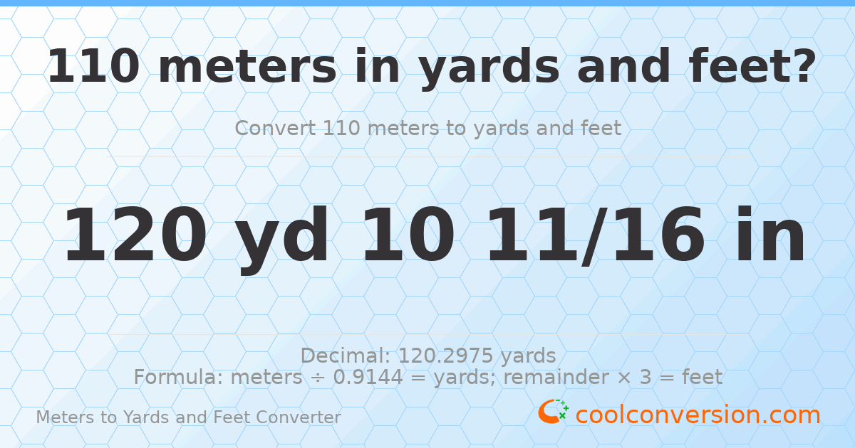 110 meters to yards and feet — 120 yd 0 ft