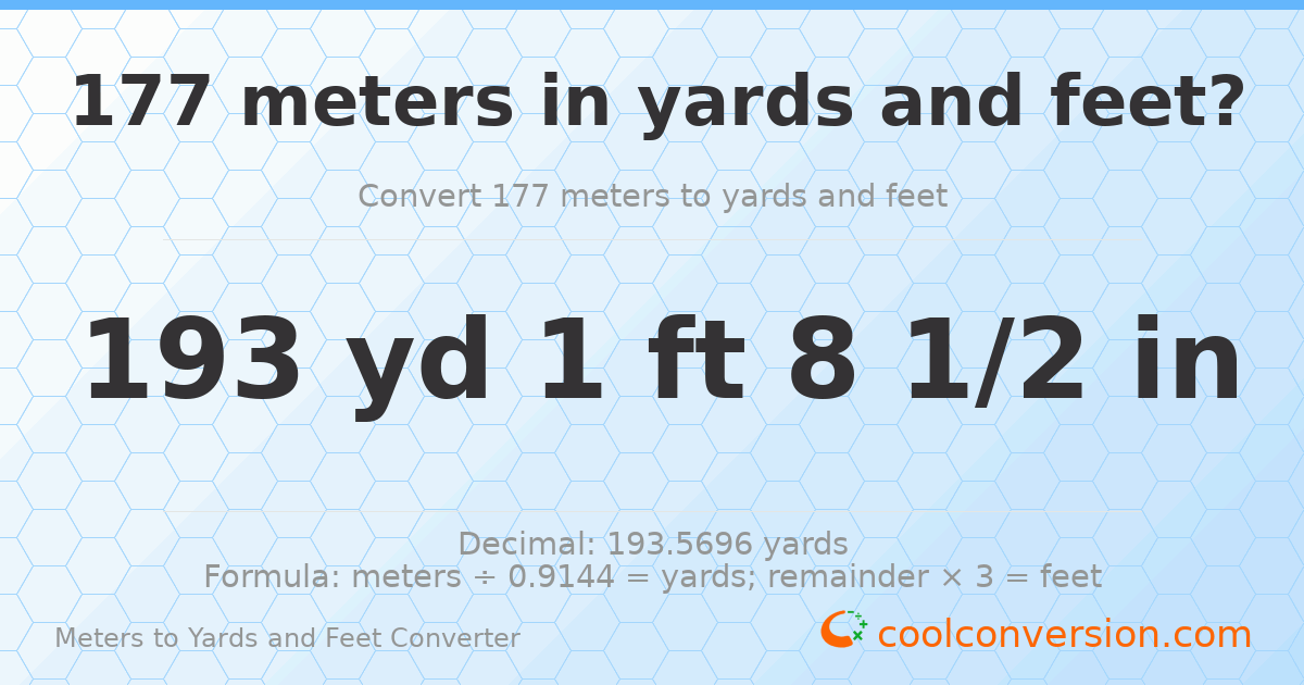 177 meters to yards and feet — 193 yd 1 ft