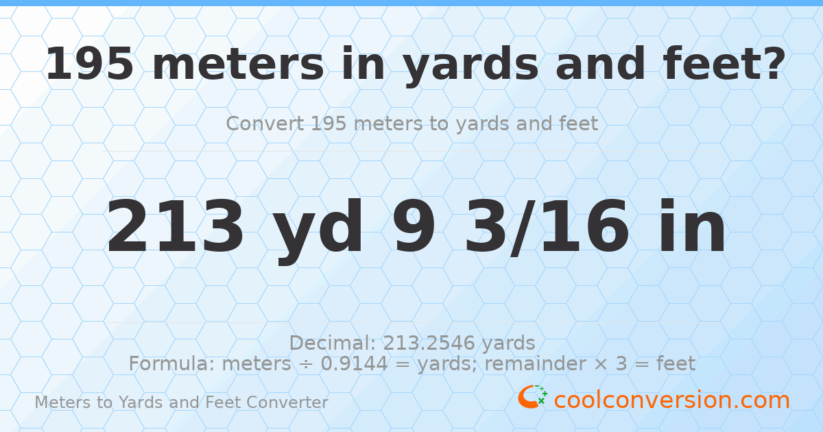 195 meters to yards and feet — 213 yd 0 ft