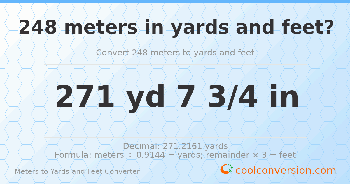 248 meters to yards and feet — 271 yd 0 ft