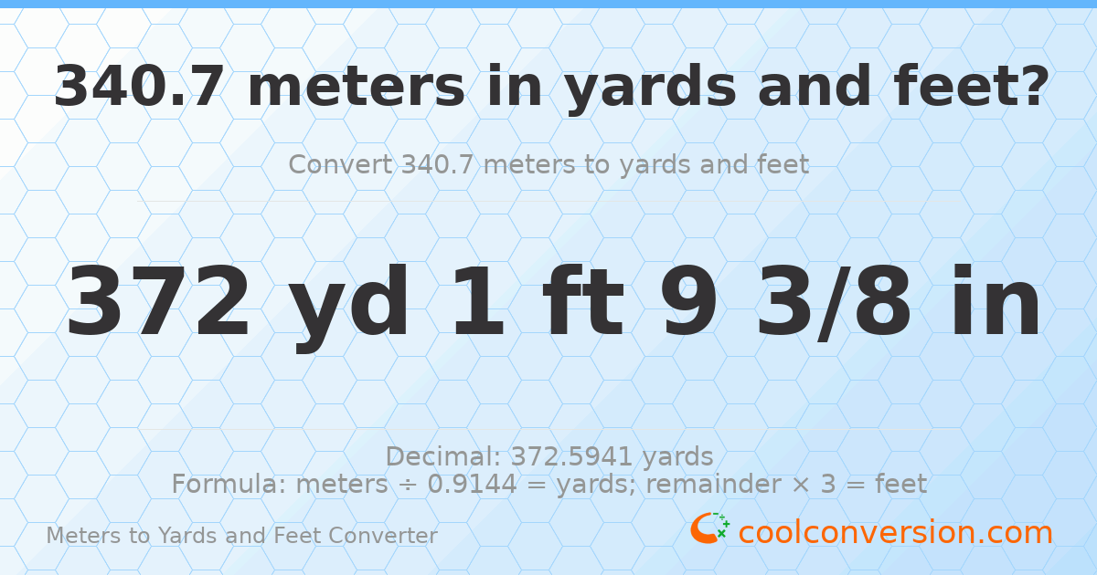 340.7 meters to yards and feet — 372 yd 1 ft