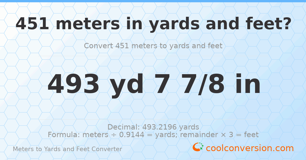 451 meters to yards and feet — 493 yd 0 ft
