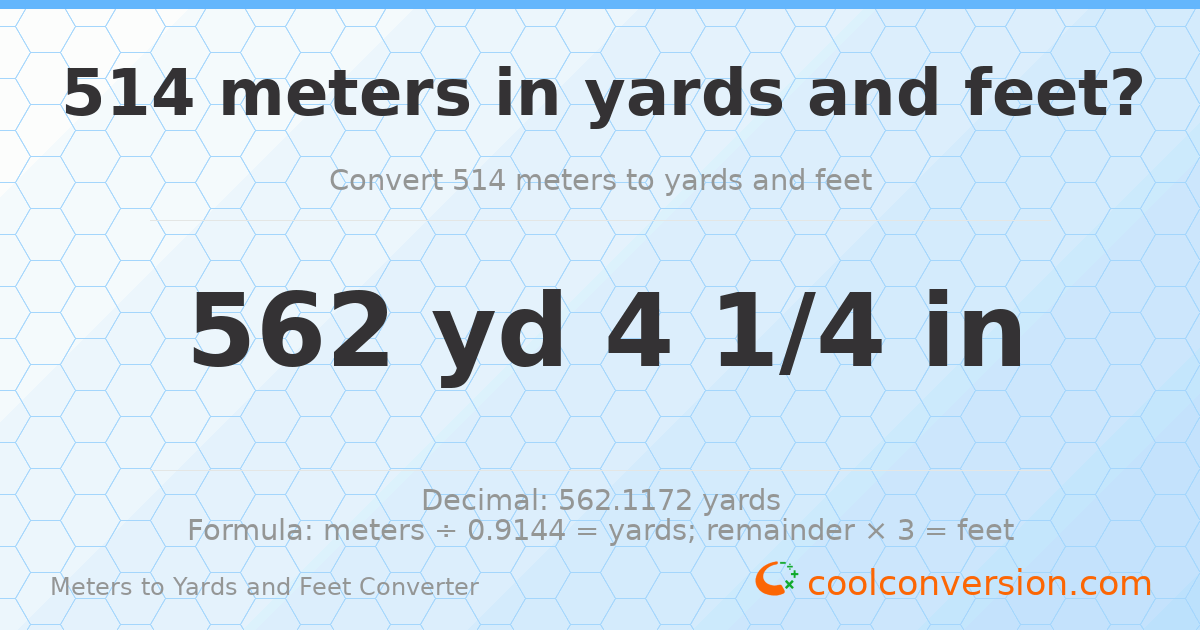 514 meters to yards and feet — 562 yd 0 ft