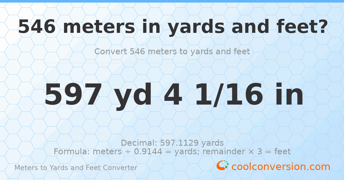 546 meters to yards and feet — 597 yd 0 ft