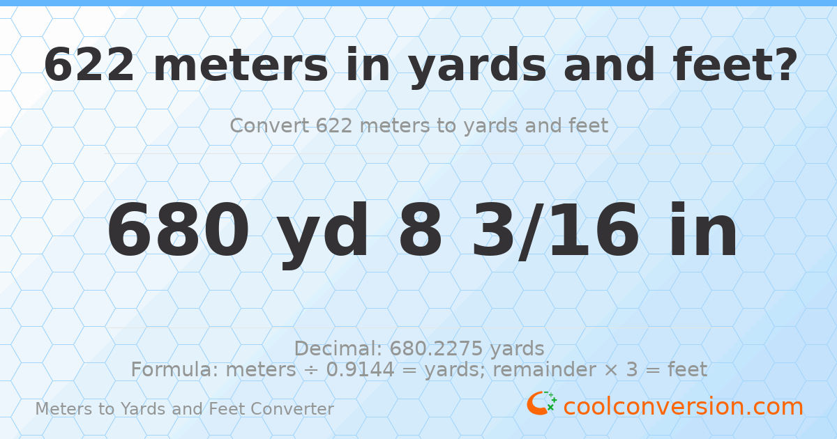 622 meters to yards and feet — 680 yd 0 ft