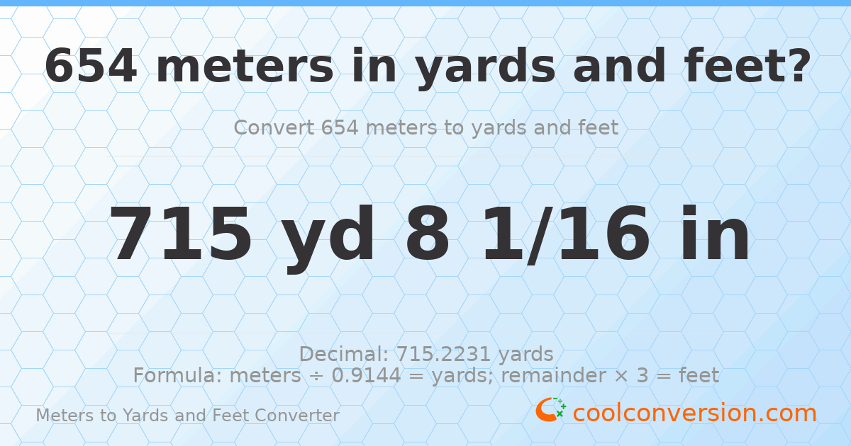 654 meters to yards and feet — 715 yd 0 ft