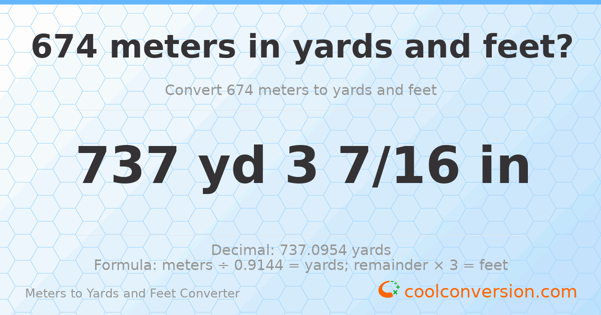 674 meters to yards and feet — 737 yd 0 ft