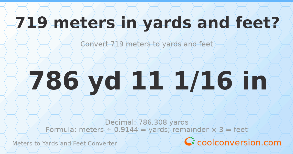719 meters to yards and feet — 786 yd 0 ft