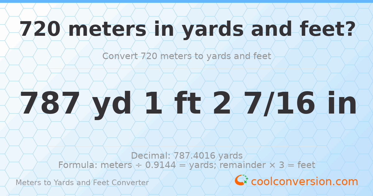 720 meters to yards and feet — 787 yd 1 ft