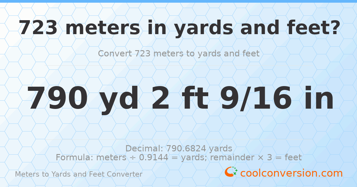 723 meters to yards and feet — 790 yd 2 ft