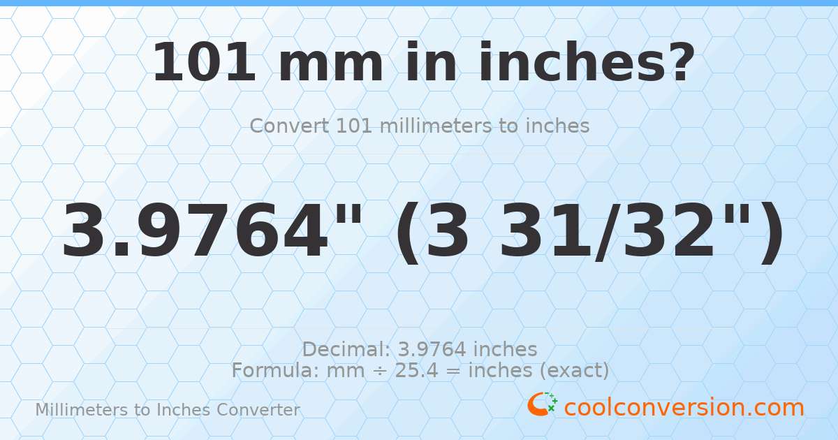 101 mm to inches — 3.9764"