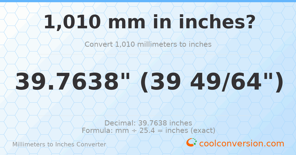 1010 mm to inches — 39.7638"