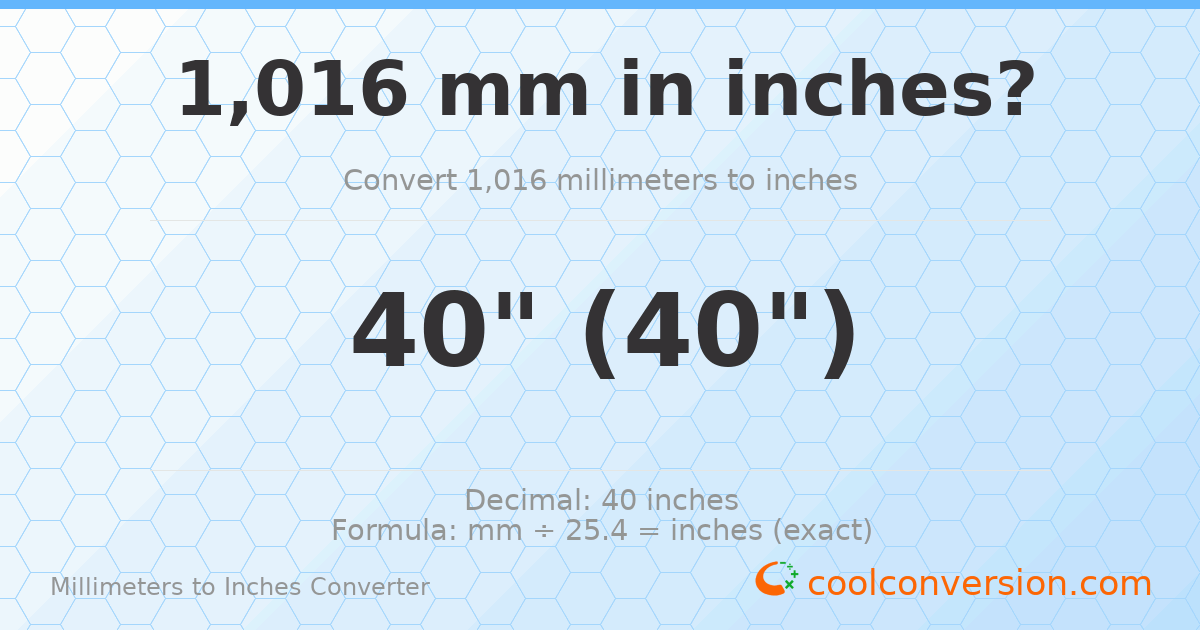 1016 mm to inches — 40"