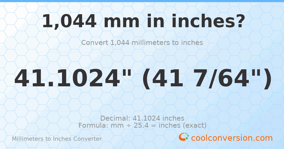 1044 mm to inches — 41.1024"
