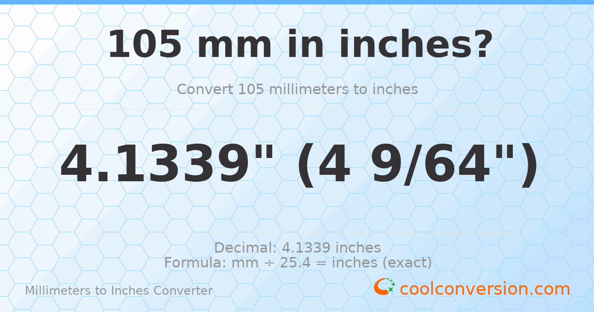 105 mm to inches — 4.1339"
