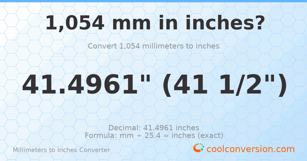 1054 mm to inches — 41.4961"