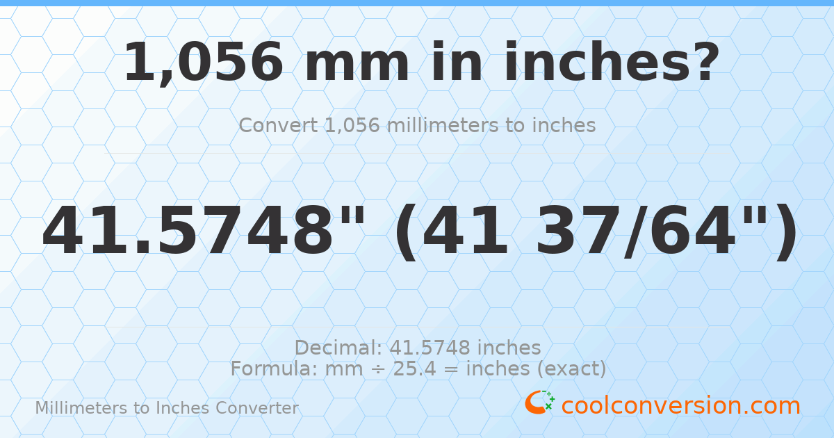 1056 mm to inches — 41.5748"