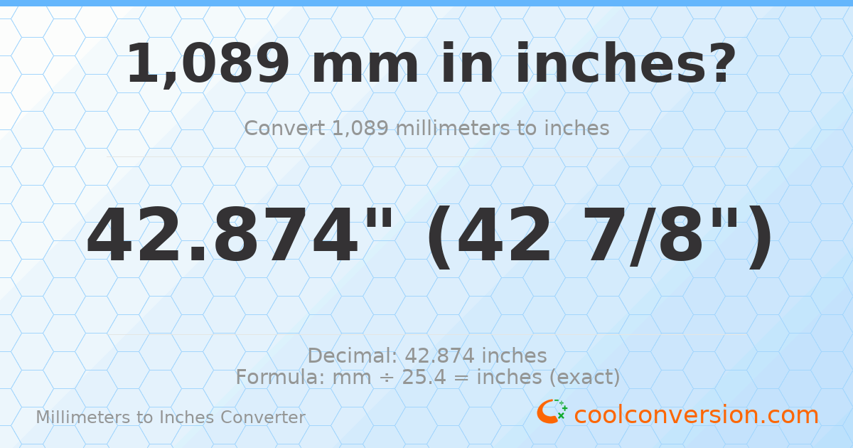 1089 mm to inches — 42.874"