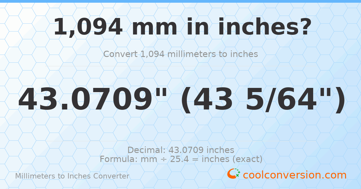 1094 mm to inches — 43.0709"