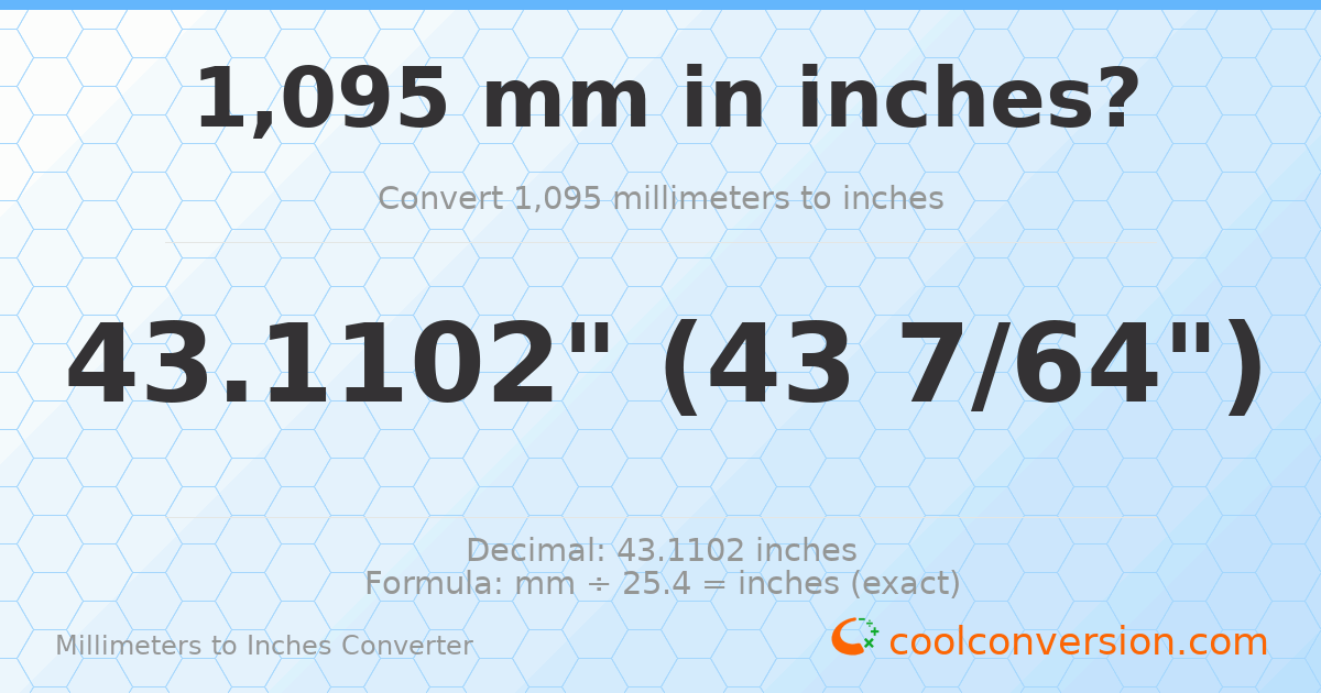 1095 mm to inches — 43.1102"
