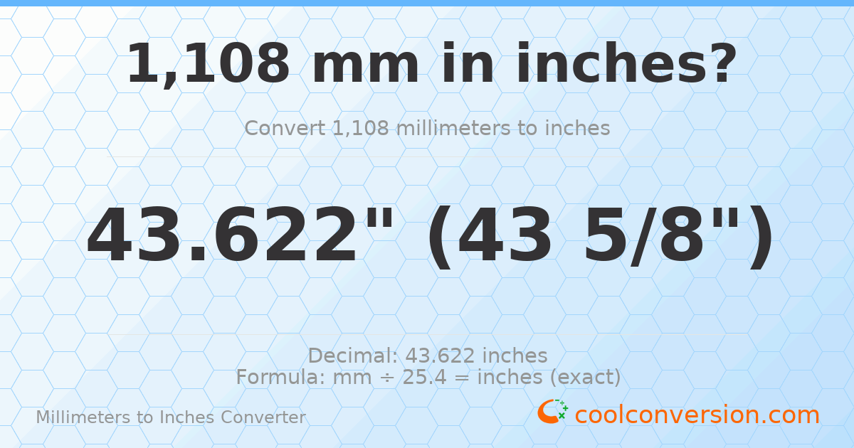 1108 mm to inches — 43.622"