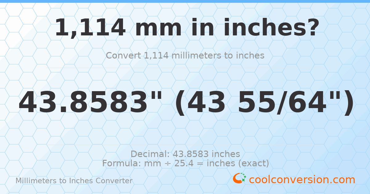 1114 mm to inches — 43.8583"