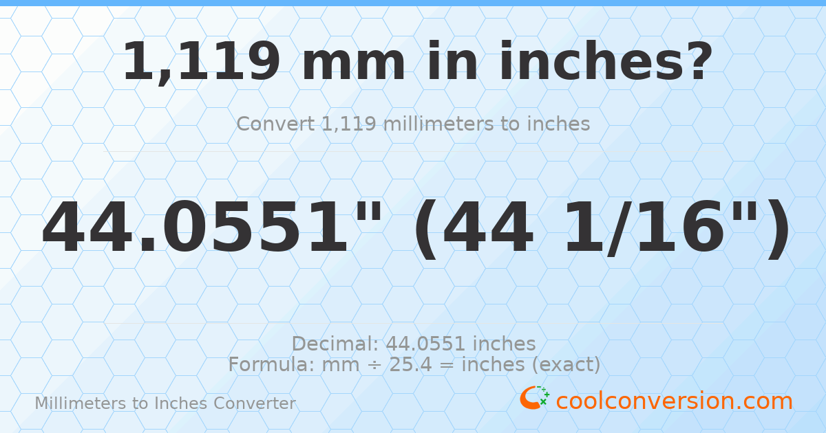 1119 mm to inches — 44.0551"
