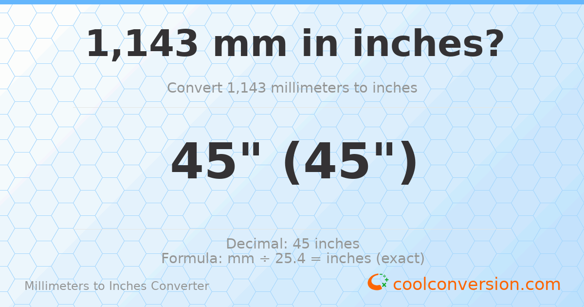 1143 mm to inches — 45"