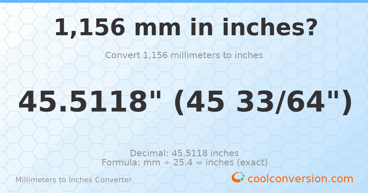 1156 mm to inches — 45.5118"