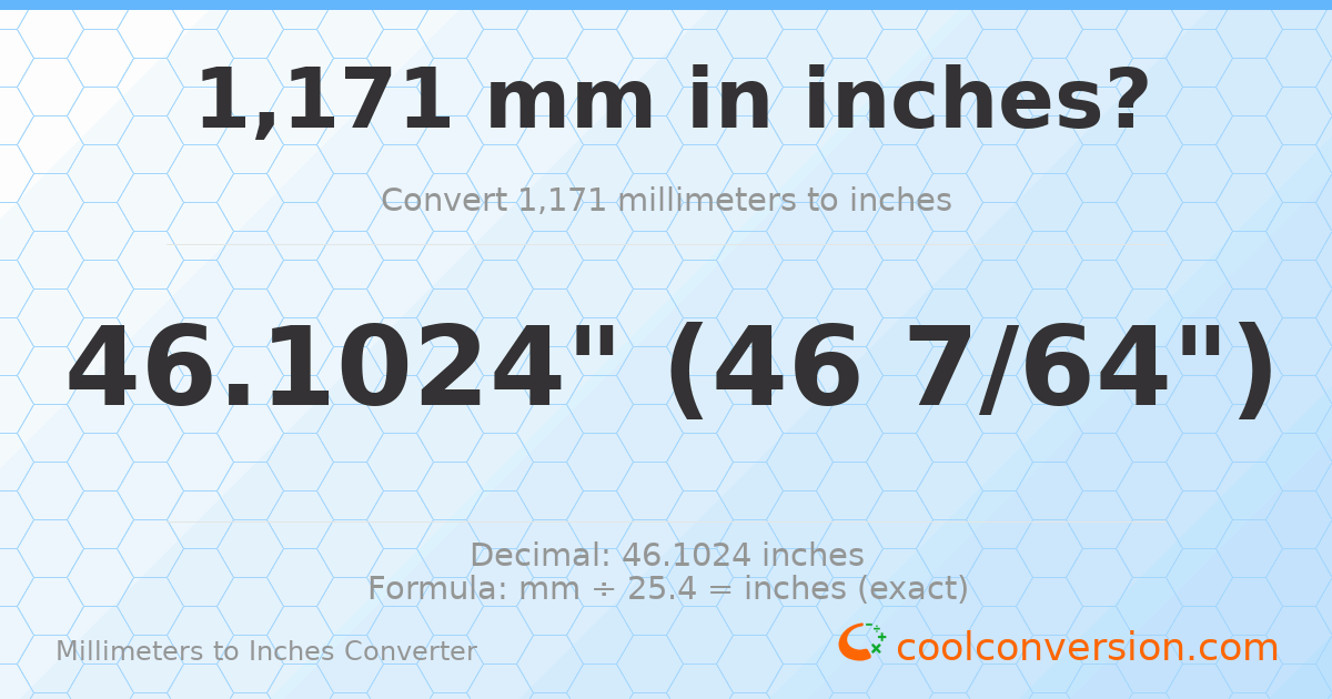 1171 mm to inches — 46.1024"
