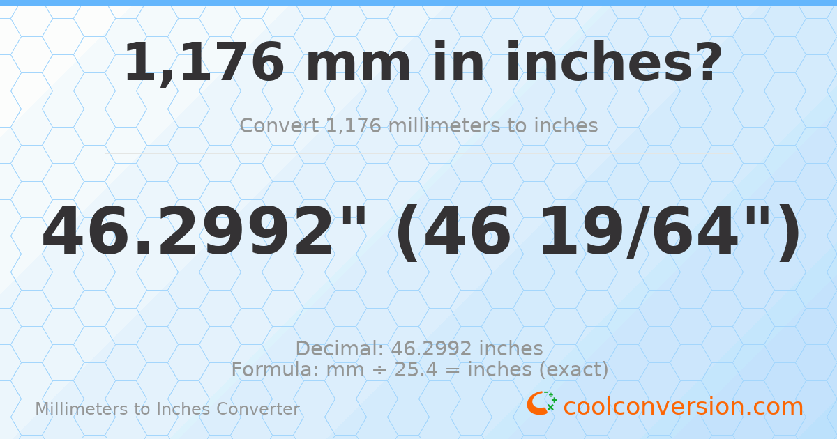 1176 mm to inches — 46.2992"