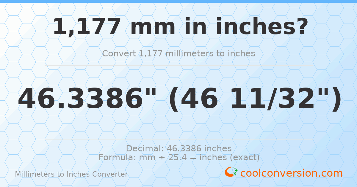 1177 mm to inches — 46.3386"