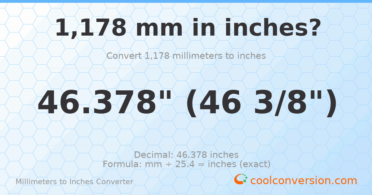 1178 mm to inches — 46.378"