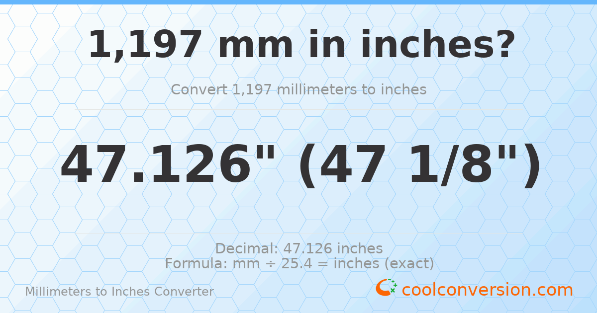 1197 mm to inches — 47.126"