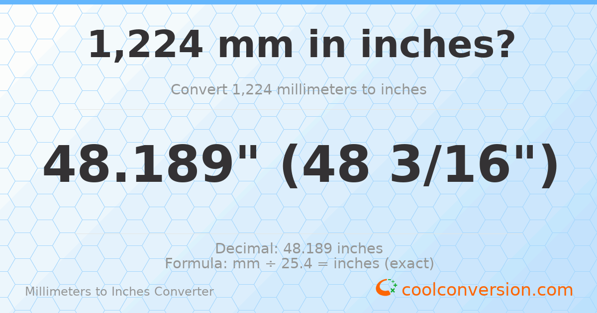 1224 mm to inches — 48.189"