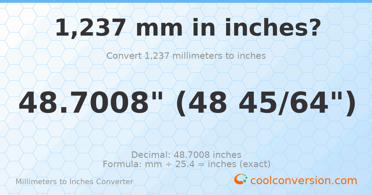 1237 mm to inches — 48.7008"