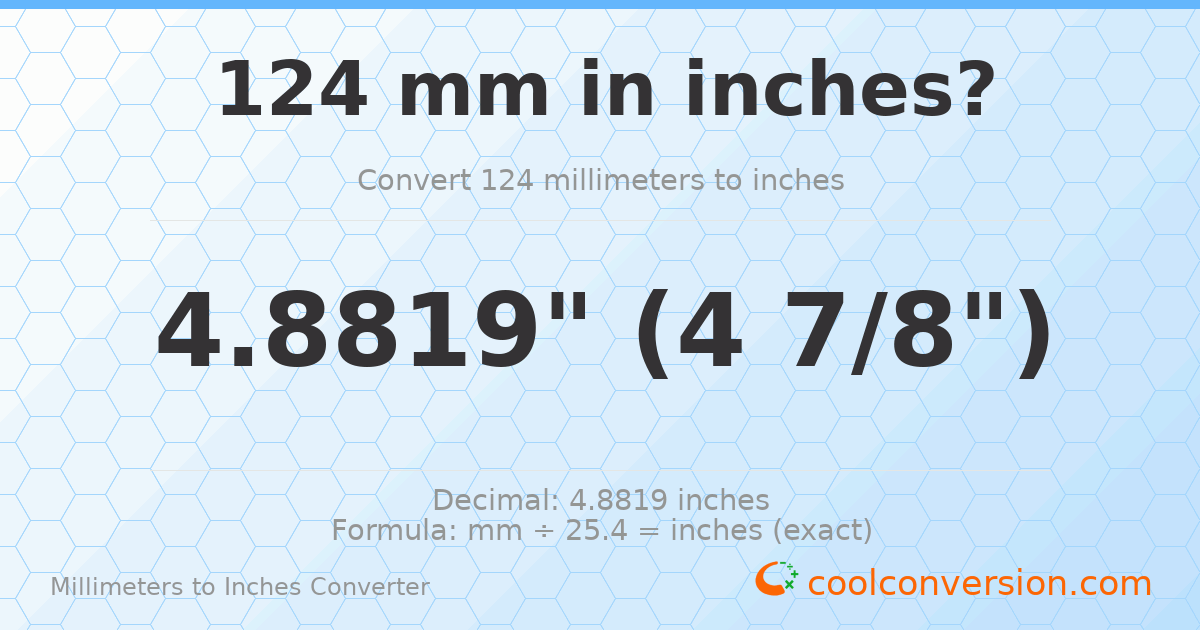 124 mm to inches — 4.8819"