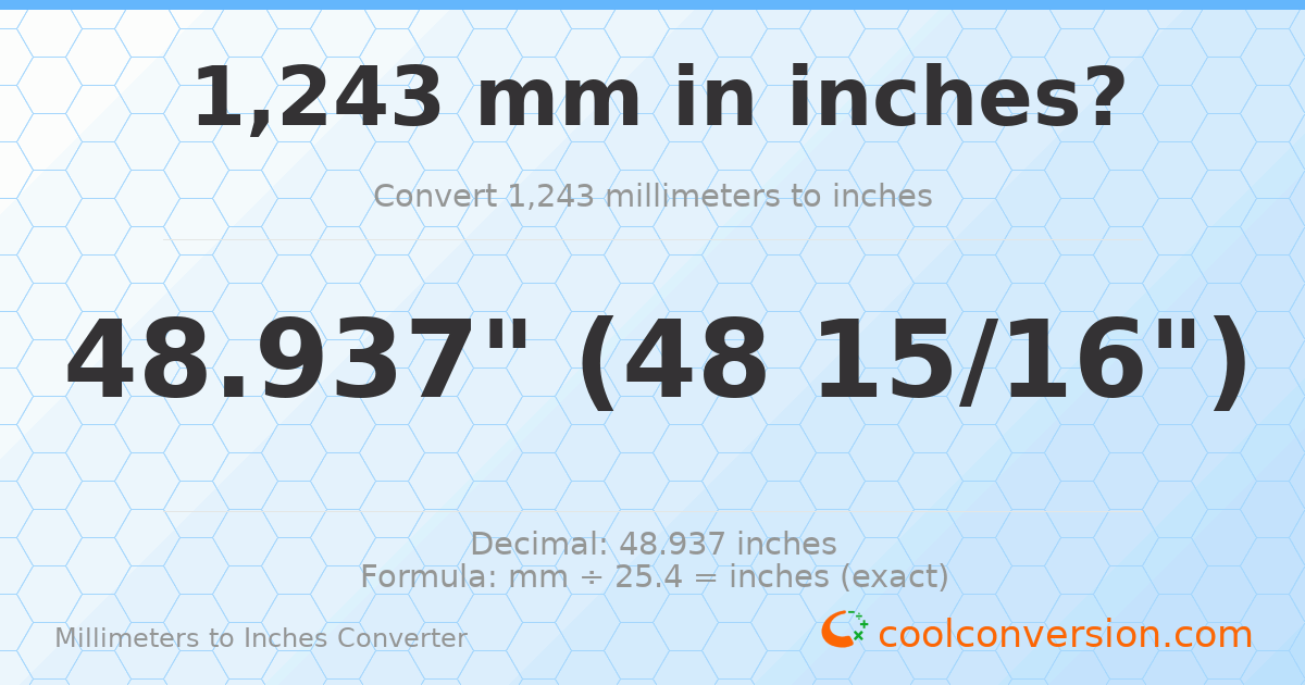 1243 mm to inches — 48.937"