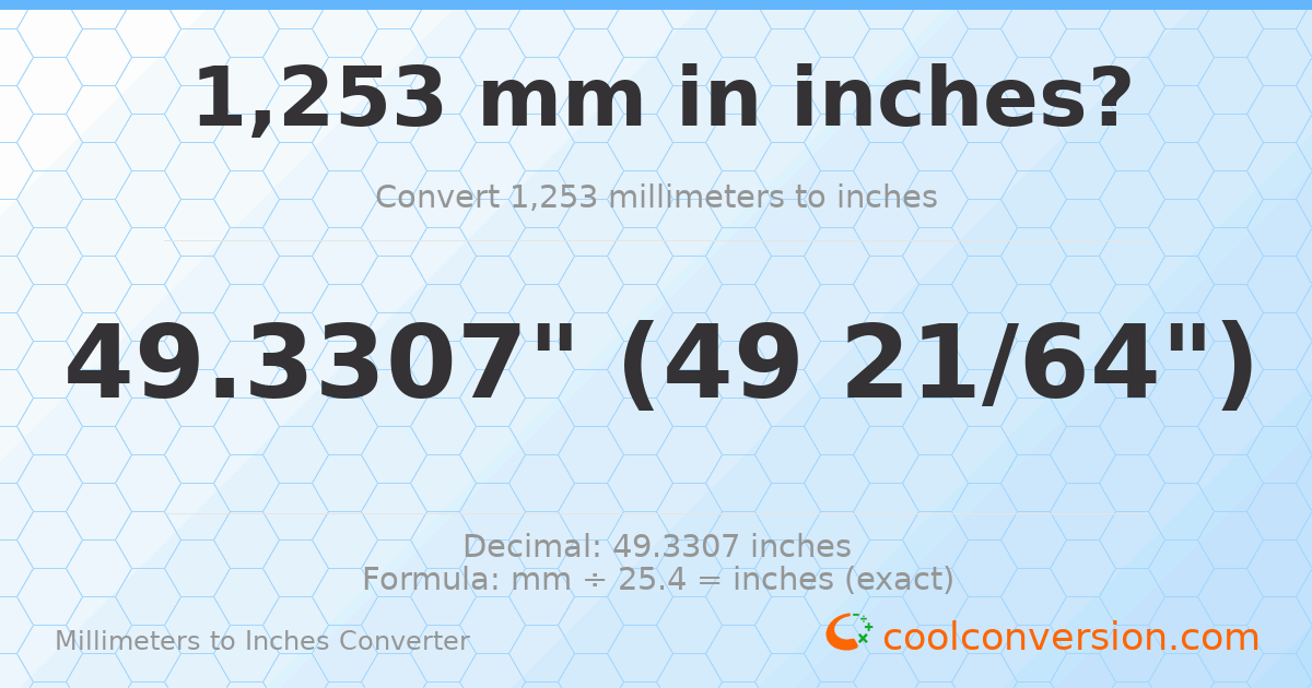 1253 mm to inches — 49.3307"