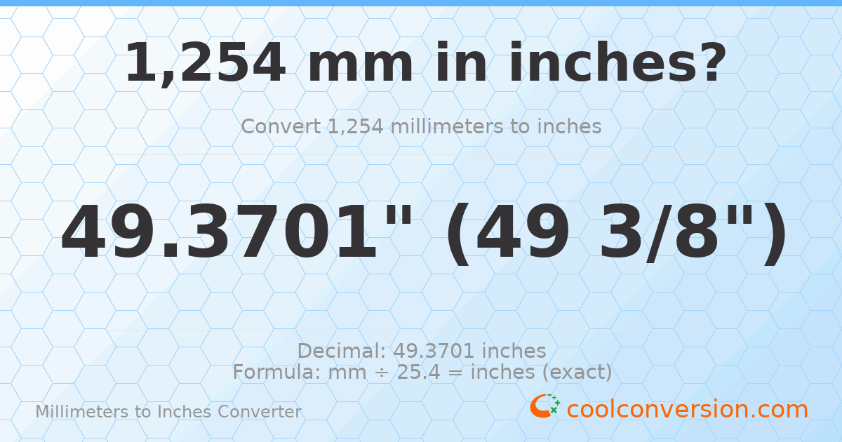 1254 mm to inches — 49.3701"