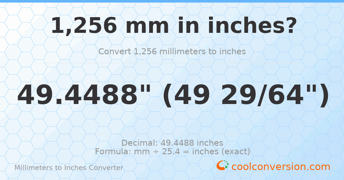 1256 mm to inches — 49.4488"