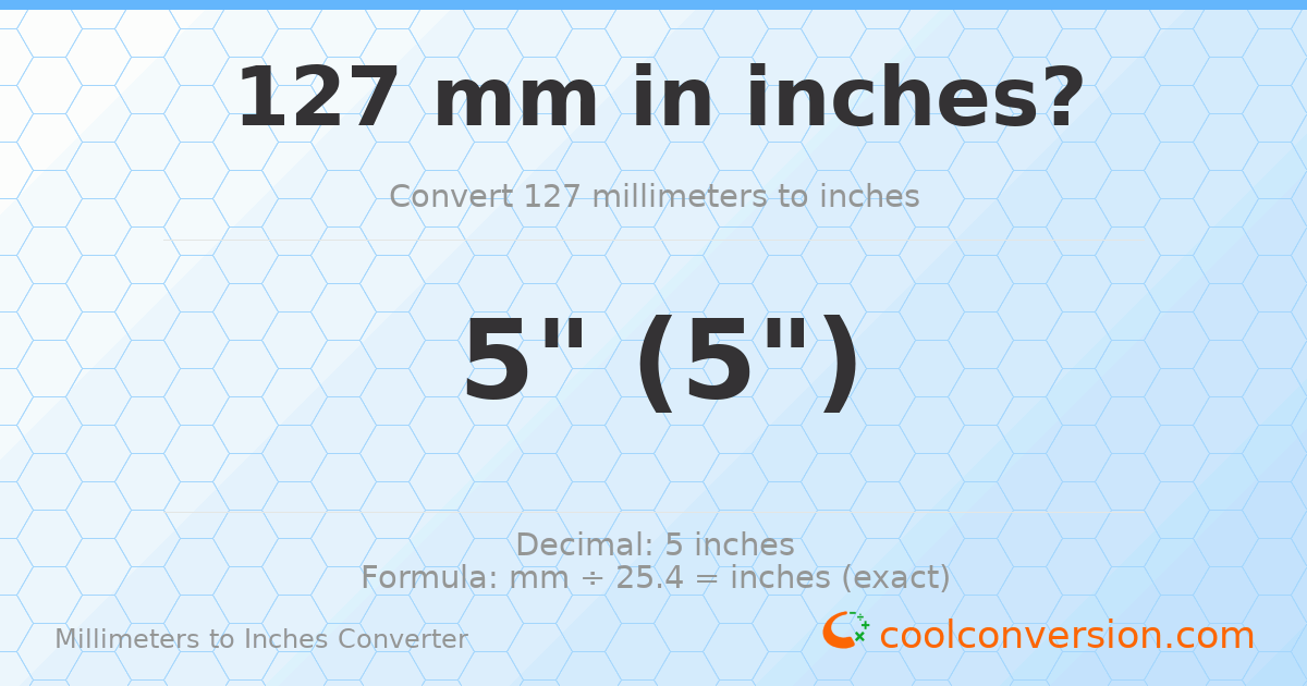 127 mm to inches — 5"