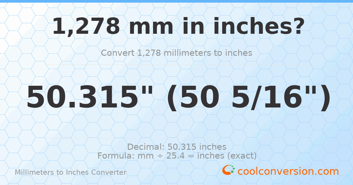 1278 mm to inches — 50.315"