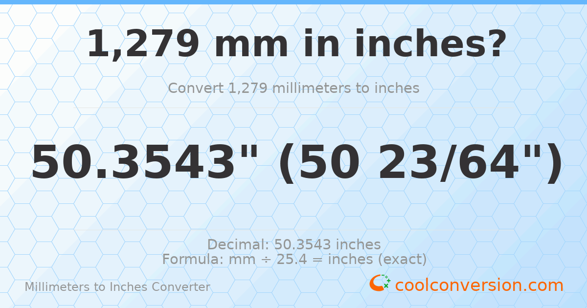 1279 mm to inches — 50.3543"