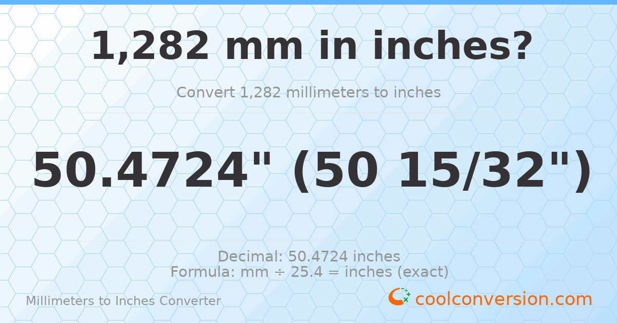 1282 mm to inches — 50.4724"