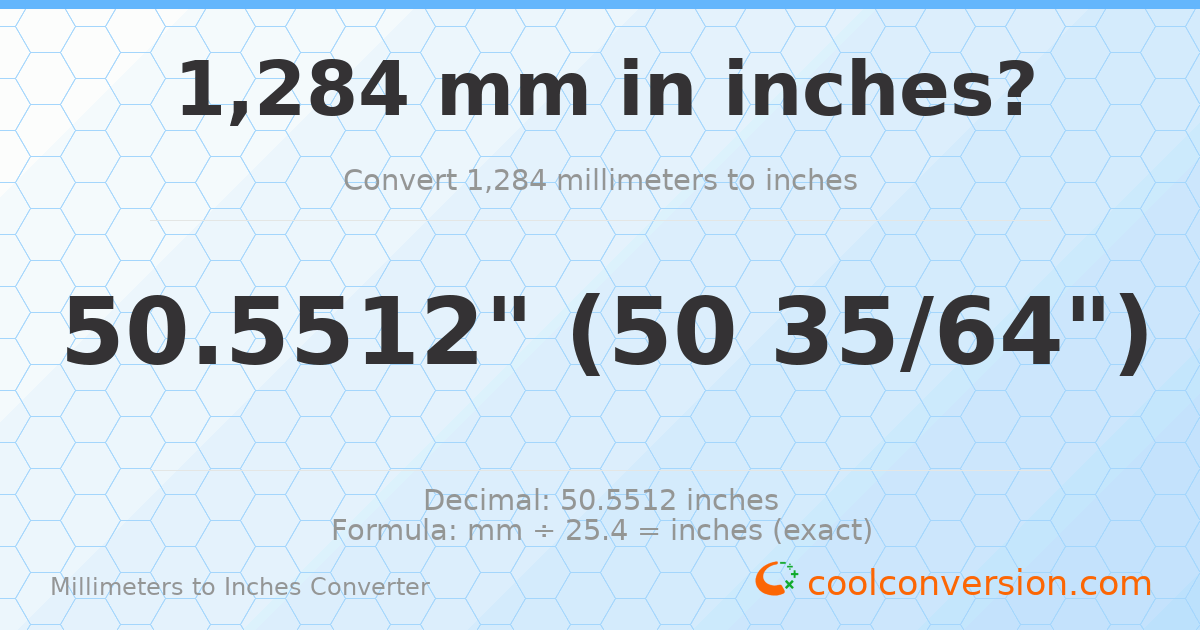 1284 mm to inches — 50.5512"