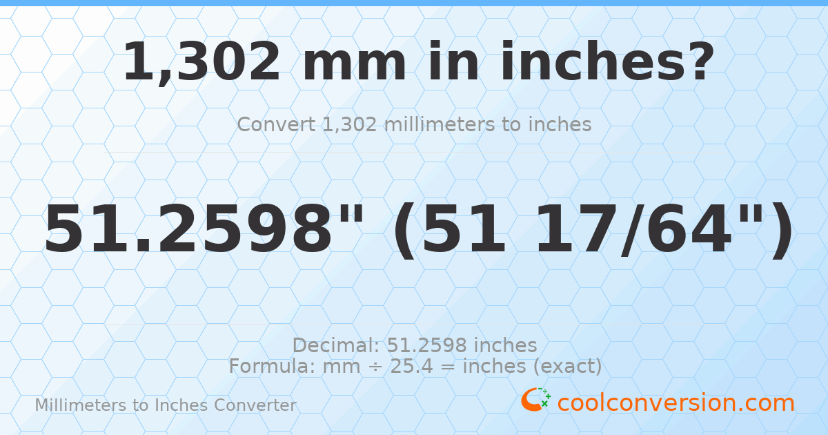 1302 mm to inches — 51.2598"