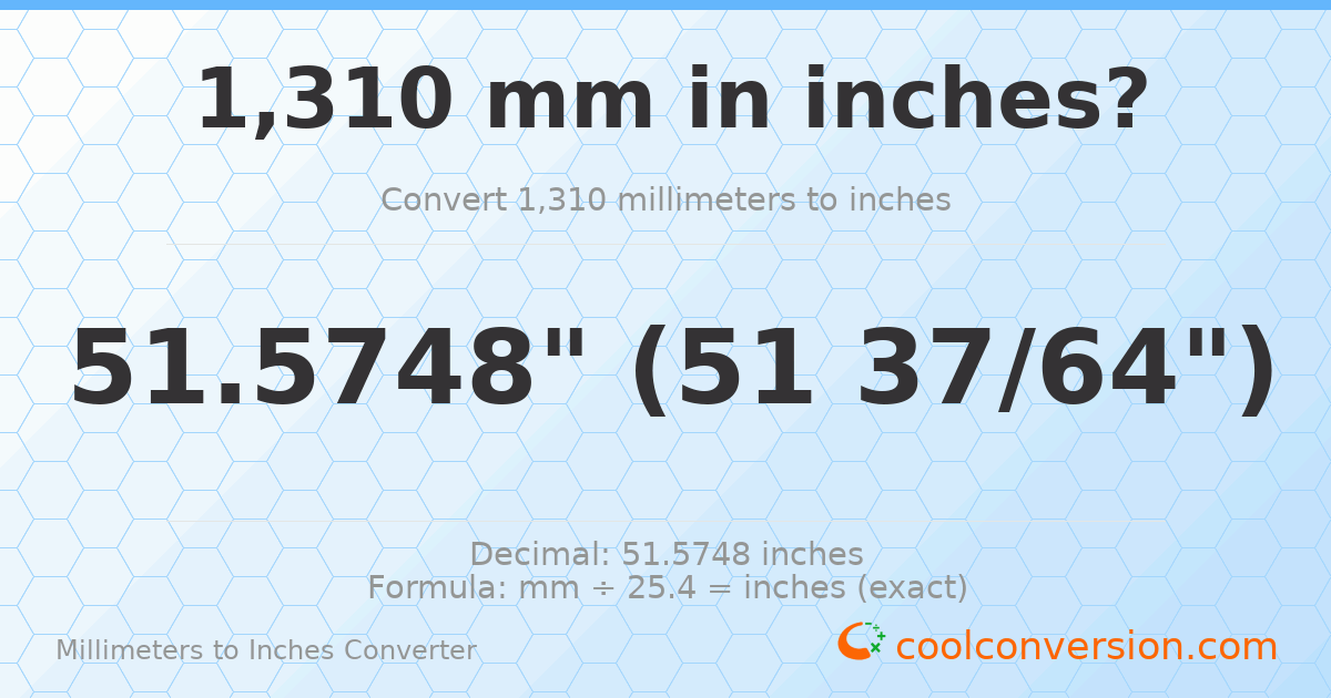 1310 mm to inches — 51.5748"